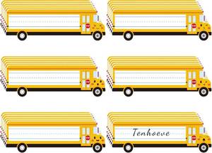 lot 6569 image: 36 Pcs Classroom Name Tags for Desk, Self Adhesive Name Plates for Student Desks, School Bus Smile Design Desk Labels for Kindergarten Preschool Name Tags Classroom Supplies (Bus Body)