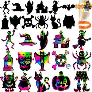 lot 6572 image: JOYIN 36 Pcs Halloween Rainbow Scratch Paper Art Crafts for Kid, Halloween Party Favors, Scratch Off Cards with 18 Designs for Party Supplies, Classroom Activities Game Goodies Gifts (Age 3)