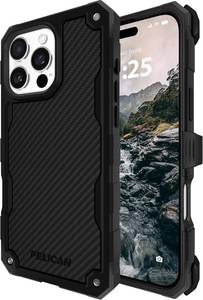 lot 6575 image: Pelican Shield iPhone 16 Pro Max Case Compatible with MagSafe Rugged Phone Case w 21ft Military-Grade Drop Protection - Heavy Duty Phone Cover wBelt Clip Holster for iPhone 16 Pro Max - Carbon