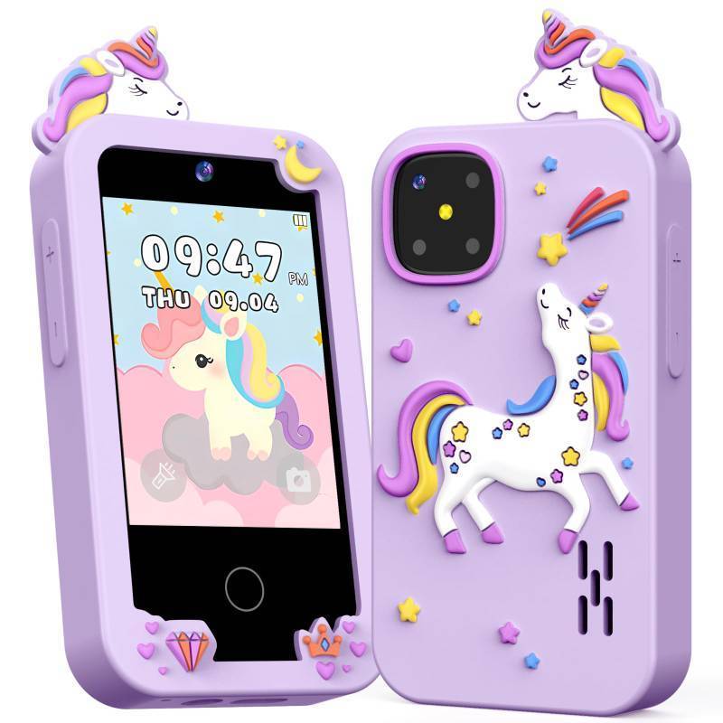 lot 6264 image: Kids Smart Phone Toys for Girls Age 3-9, Touchscreen Dual Camera Kids Phone, Christmas Birthday Gifts for Age 3 4 5 6 7 8 9, Toddler Learning Play Toy with Music Player, 8G Card