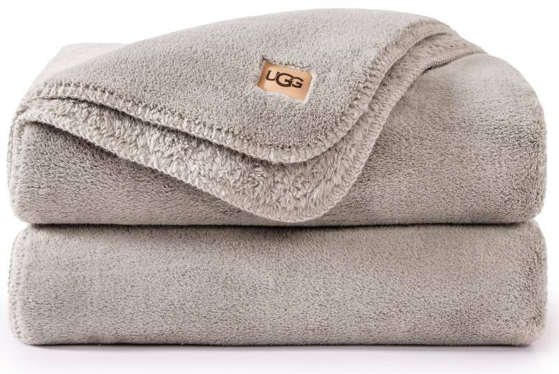 lot 6440 image: UGG Whitecap Plush Throw Blanket Fleece Soft Fluffy Throw Blankets for Couch or Bed, Home Decor, Luxury, Machine Washable, 50-inch x 70-inch, Light Grey Seal