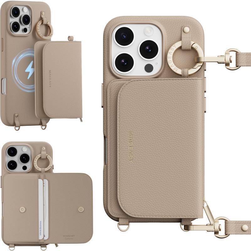 lot 7539 image: MAGEASY Designed for iPhone 16 Pro Wallet Case 6.3 - Detachable Wallet Case with Crossbody Strap, 16ft Ultimate Drop Protection, The Only Phone Case with Purse Compatible with MagSafe  Pouch M