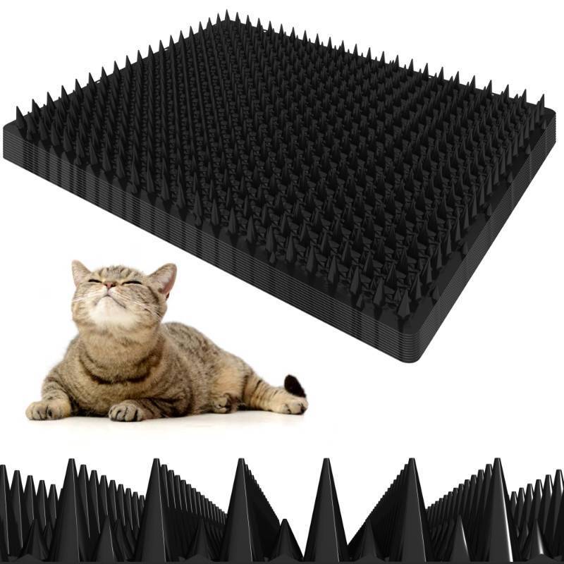 lot 7604 image: 12 Pack Upgraded Black Cat Repellent Mat - 16 x 13 Scat Mat for Cats Has Uneven Spikes is an Effective Scat Mats for Dogs, Stray Cat Repellent Outdoor &amp Indoor to Deter Cats, Dogs &amp Small Animals