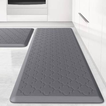 lot 6540 image: Kitchen Mat 2 PCS Cushioned Anti-Fatigue Floor Mat, Waterproof Non-Skid Ergonomic Comfort Foam Rugs, Standing Mat for Kitchen, Floor,Office, Sink, Laundry(Grey)