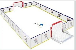 lot 4480 image: Indoor Mini Knee Hockey Set - Full Rink 9x8ft Goal Set, Easy Assembly and Disassembly, Ideal Hockey Gift for Home and Playroom
