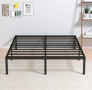 lot 4504 image: 14 Inch Metal Bed Frame Queen Size No Box Spring Needed, Heavy Duty Platform Support Up to 3000 lbs, Easy Assembly, Noise Free, Black