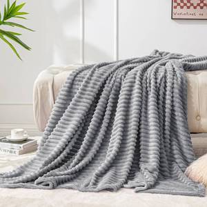lot 4511 image: BEDELITE Fleece Blanket Twin Size 3D Ribbed Jacquard Soft and Warm Decorative Fuzzy Blankets Cozy, Fluffy, Plush Lightweight Throw Blankets for Couch, Bed, Sofa(Grey, 60x80 inches)