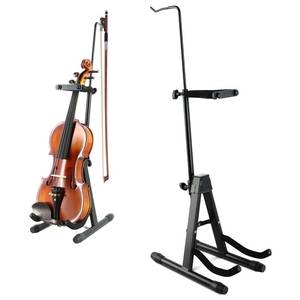 lot 4513 image: ROWELL Violin Stand Violin Stands with Bow Holder Foldable Portable Viola Stand Height Adjustable Violin Stand with Head Protection Lock &Anti-slip Foot Covers (Black)