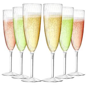 lot 4516 image: GuanQiao 16 Pack Clear Champagne Flutes, 6oz Disposable Wine Glasses with Long Stem, Reusable Plastic Cocktail Glasses for New Years Eve Party Birthday Wedding Celebration Toasting Drinking