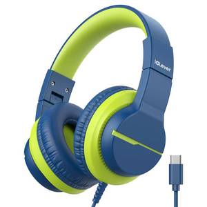 lot 4521 image: iClever USB C Headphones for Kids, Over-Ear for Boys Girls, Safe Volume 85dBA, Foldable Wired Kids Headphones for iPad, HS19S