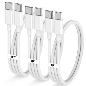 lot 4530 image: 3-Pack 1FT 60W USB C to USB C Cable, Type C Fast Charging Cable for iPhone Air 17 16e 16 15 Pro Plus Pro Max for Galaxy S25S24, for iPad ProAirmini, for MacBook ProAir and More