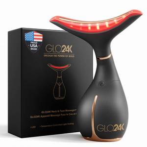 lot 4538 image: GLO24K Red Light Face &amp Neck Beauty Device 3-in-1 Facial Massager Tool with LED &amp Vibration for Skin Revitalization and Neck Firming