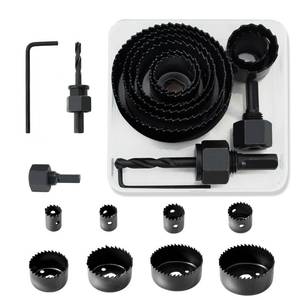 lot 4540 image: 11pcs Hole Saw Kit 34-2-12 Saw Blades �Mandrels Drill Bits Hex Key with Storage Box, Ideal for Soft Wood, Plywood, Drywall Drilling, PVC Board (Black)