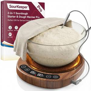 lot 4547 image: Pakusane SourKeeper, Larger 2-in-1 Sourdough&nbspStarter Warmer Pro - 2026 Upgrade Larger Heating Plate, Dough Temp Probe, 1°F Control (70&nbsp-&nbsp110°F), 24H Timer, Real-Time Monitoring Walnut,6.5 inch