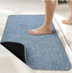 lot 4552 image: Bath Mat,Ultra Thin Bathroom Rugs,Rubber Bath Mats for Bathroom,No Slip Bath Rugs,Quick Dry,Machine Washable,Low Pile,Absorbent,Shower Outside,Sink,Home Decor Accessories.Blue,15x23(17x27inch)