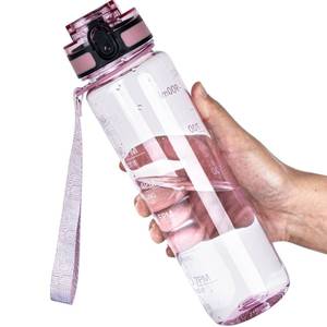 lot 4562 image: OLDLEY Water Bottle, 32oz Motivational Sports Water Bottle with Time Marker - Times to Drink - Tritan, BPA Free, Wide Mouth Leakproof, Anniversary Birthday Gifts for Men Women, Clear Pink