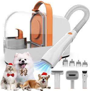 lot 4568 image: ubrobo Dog Grooming Vacuum, Dog Grooming Kit with Pet Clippers, 12,000Pa Pet Hair Vacuum for Dogs, Low Noise Home Cleaning Tool in 1, PG10
