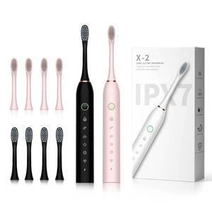 lot 4584 image: SUNPRO 2 Pack Sonic Electric Toothbrush, 6 Modes for Adults Deep Cleaning, with Smart Timer, 8 Brush Heads (BlackPink)
