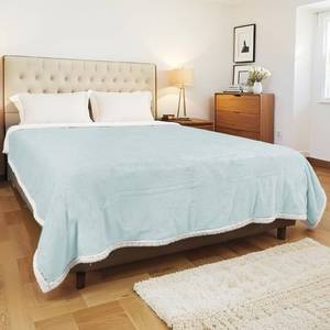 lot 4591 image: YUSTAL Electric Heated Blanket Full Size 72x84 Inch - Super Soft Flannel, 10 Heat Settings, 1-12H Auto Shut Off, Machine Washable, Easy Controller, Perfect for Winter Warmth - Light Green
