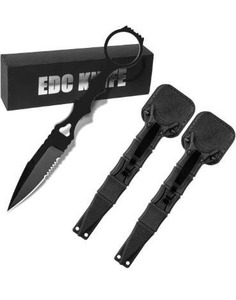 lot 4593 image: Fixed Blade Knife With Sheath with leather backing EDC Fixed Blade Knife 440c Steel Blade with Clip for Outdoor and Camping