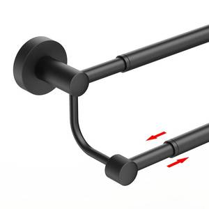 lot 4594 image: BESy Adjustable 16-26 Inches Double Bath Towel Bar for Bathroom SUS304 Stainless Steel Towel Holder, Hotel Style Wall Mount with Screws Hand Towel Bar Towel Rack Rod Hanger, Matte Black Finish