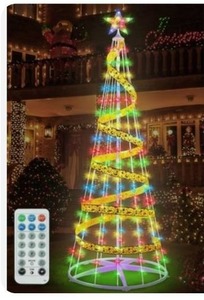 lot 4603 image: 11 Modes &amp Timer 6 FT LED Christmas Tree Cone Lights Color Changing, 180 LED Outdoor Christmas Cone Tree with 11 Modes Timer for Indoor Outside Yard Porch Xmas Decor Multicolor &amp Warm White