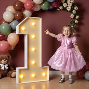 lot 4608 image: imprsv 3FT Marquee Light Up Numbers for 1st 21st Birthday Decorations Anniversary Party Decor, Mosaic Numbers for Balloons Number 1, Marquee Letters, Pre-Cut Foam Board Kit