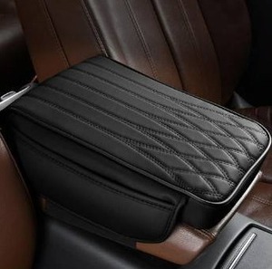lot 4620 image: wuyaoyao Car Center Console Cover, Leather Car Armrest Box Cover, 12.40x8.46x1.97 Arm Rest Pad with Pockets, Soft Auto Armrest Storage Box Protector, Universal Interior Car Accessories (Black)