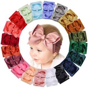 lot 4621 image: doboi Baby Girl Headbands Set - 20pcs Hair Bows and Nylon Headbands, Big Bows for Infant, Newborn, and Toddler Girls