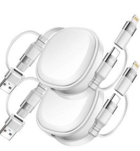 lot 4633 image: Minlu 65W Retractable Charging Cable,5 in 1 Multi Charger Cable for Travel,USB Type C Charger Cord Fast Charging Cable with USB AC to USBCL for iPhone 17 16 15,iPad,Samsung,PS,Macbook-2Pack,3.8ft