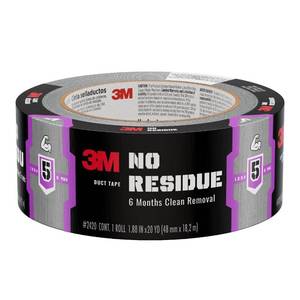 lot 4648 image: 3M No Residue Duct Tape, 1.88 in x 20 yd, 1 Roll, Removes Without a Trace, Great for Bundling, Securing Cords, Tear by Hand Vertically and Horizontally, Ideal for Indoors and Outdoors (2420)