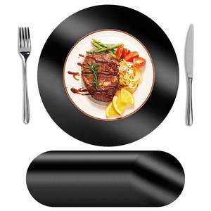 lot 4650 image: SHACOS 40Pcs Disposable Paper Placemats Black, 13 Round Place Mats Dining Table Paper Charger Table Mat for Christmas Dinner Party Wedding Birthday Banquet Table Setting Decor