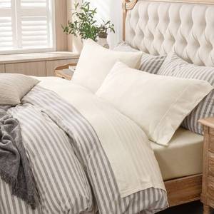 lot 4656 image: PURE ERA Jersey Knit 4pc Bed Sheet Set 100% T-Shirt Cotton Super Soft Comfy Breathable Fits Mattress Up to 20 Extra Deep Pocket (Solid Creamy White, King)