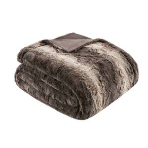 lot 4665 image: Madison Park King Size Blanket Ultra-Soft Poly Fur King Size, Reversible Plush, All Season & Lightweight Fuzzy Blanket for Bed, Couch & Sofa, Zuri, KingCal King Brown