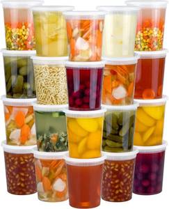 lot 4666 image: Dipoo 40 Sets (80-Piece) Deli Containers with Lids 32 oz, Leak-Proof & BPA Free Airtight Takeout Plastic Food Storage Containers for Soup, FreezerMicrowaveDishwasher Safe