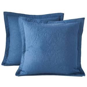 lot 4679 image: WINLIFE 100% Cotton Quilted Euro Sham Covers, 2 Pack Cotton 26 x 26 Pillow Covers, Soft and Breathable Euro Shams, Square Pillow Shams, Navy Blue