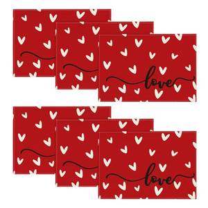 lot 4681 image: Artoid Mode Red Love Placemats Set of 6, 12x18 Inch Seasonal Anniversary Holiday Table Mats for Party Kitchen Dining Decoration