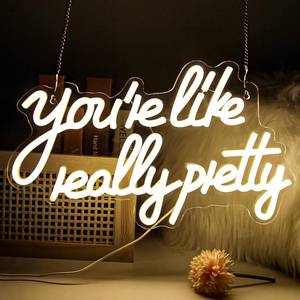 lot 4691 image: Youre Like Really Pretty Neon Sign for Wall Decor Dimmable Led Light Up for Backdrop Bedroom Party Wedding Led Sign Birthday Gifts for Kids