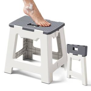 lot 4705 image: Foldable Shower Stool for Shaving Legs, Plastic Foot Rest Stools to Shave Leg, Folding Small Corner Step Seat for Inside Shower, Collapsible Bench Chair for TravelBathroom, Waterproof,13 Height