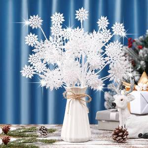 lot 4718 image: Thiccywoov 6 Pcs Glitter Snowflake Picks for Floral Arrangements 16.9 Inch Christmas Snowflake Picks Sprays Branches White Xmas Tree Sticks for Winter Wonderland Decorations Vase Fillers Wreath DIY