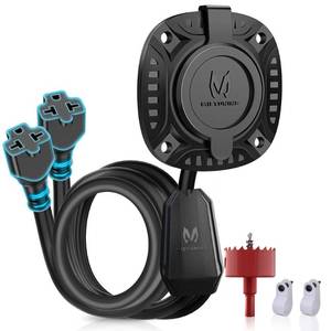 lot 4723 image: MICTUNING 20A 125V AC Port Plug with 5-in-1 T-Blade Adapter, 12AWG Heavy-Duty RV Shore Power Inlet Plug, Waterproof Electrical Receptacle with 20 Y Splitter Extension Cord with Hole Saw