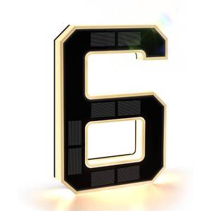 lot 4727 image: ISUNMEA 9 Inch Solar Lighted House Numbers for Outside, Light Up Waterproof LED Address Numbers Signs for Houses, Large Personalized Illuminated Exterior Modern House Numbers Light (6-Black, 9IN)