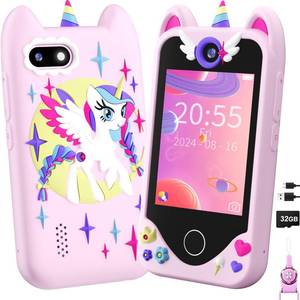 lot 4729 image: Kids Smart Phone for Girls Gifts - Toddler Christmas Birthday Gift for Age 3 4 5 6 Year Old, Kids Cell Phone Toy with Touchscreen, Dual Cameras, Learning, Kid Mp3 Player, Games with 32 GB Card