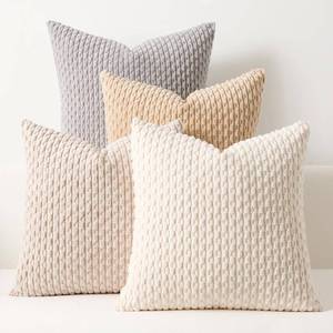 lot 4744 image: Kevin Textile Decorative Pillow Covers 16x16 Inch Set of 4 Soft Boho Corduroy Throw Pillow Cases Mix and Match Colors Plush Texture Throw Pillows for Sofa Couch Bedroom Home Decor Cream BeigeTaupe