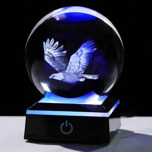 lot 4751 image: Movdyka 3D Crystal Eagle Ball Figurine Gifts with Colorful Light Base Eagle Gifts for Women Men Bald Eagle Lovers Glass Animal Ornaments Statue Decor on Christmas Birthday Mothers Day