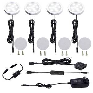 lot 4757 image: AIBOO Under Cabinet LED Puck Lights Kit with Touch Dimming Switch for Ambiance Atmosphere Night Lighting (4 Lights,Daylight White)