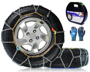 lot 4770 image: Snow-Chains Auto Fixing 1 Min Quick Fit Easy Installation Tire-Chains, Portable Reusable Universal Emergency Tire Traction Chain for Passenger Car, Pickup Trucks and SUV - Set of 2 (HKN-110) - Retail $99.99