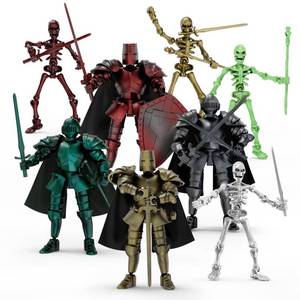 lot 4774 image: BOZOBO 8pcs 13 Action Figures Assembly Required&nbspDIY Multi-Colored Titan 13 Action Figure&nbspSet&nbspwith Medieval Knight Style&nbsp3D Printed Multi-Jointed Movable 13-Action T Figure for Kids &amp Adults