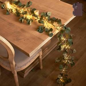 lot 4779 image: BAOLITVINE Lighted Eucalyptus Garland 6FT 96 LED Fairy Lights Battery Operated with Timer, Faux Greenery Vine Garland with Lights for Fireplace Wall Christmas Wedding Decoration