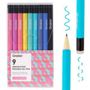 lot 4822 image: Grabie Erasable Gel Pens, 9 Colors Erasable Pens, Make Mistakes Disappear Colored Pens, Assorted Color Inks for Drawing Writing Planner,Gel Pens for Coloring
